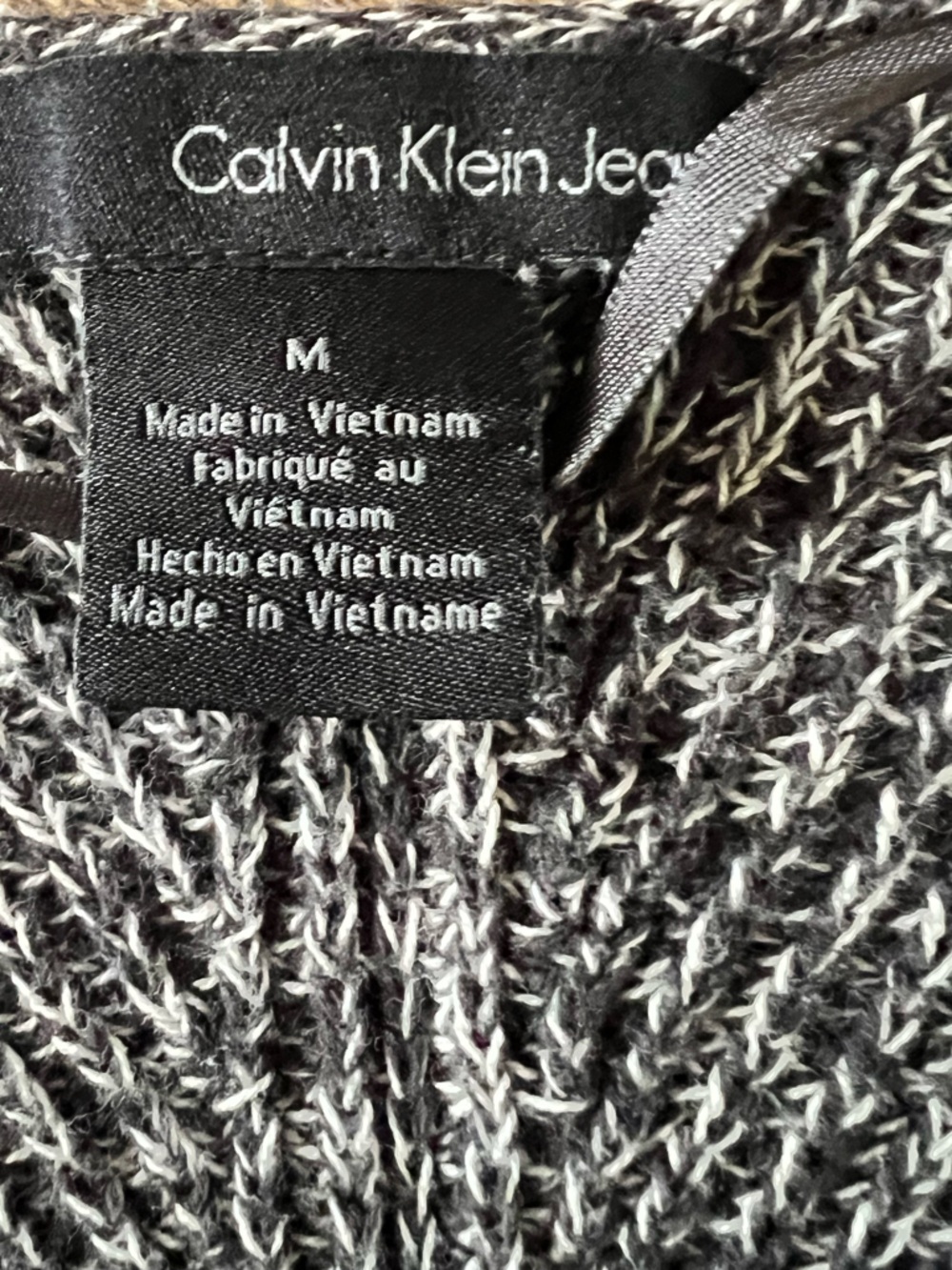 Calvin Klein Black and White Marled Knit Sweater - Picture 2 of 6